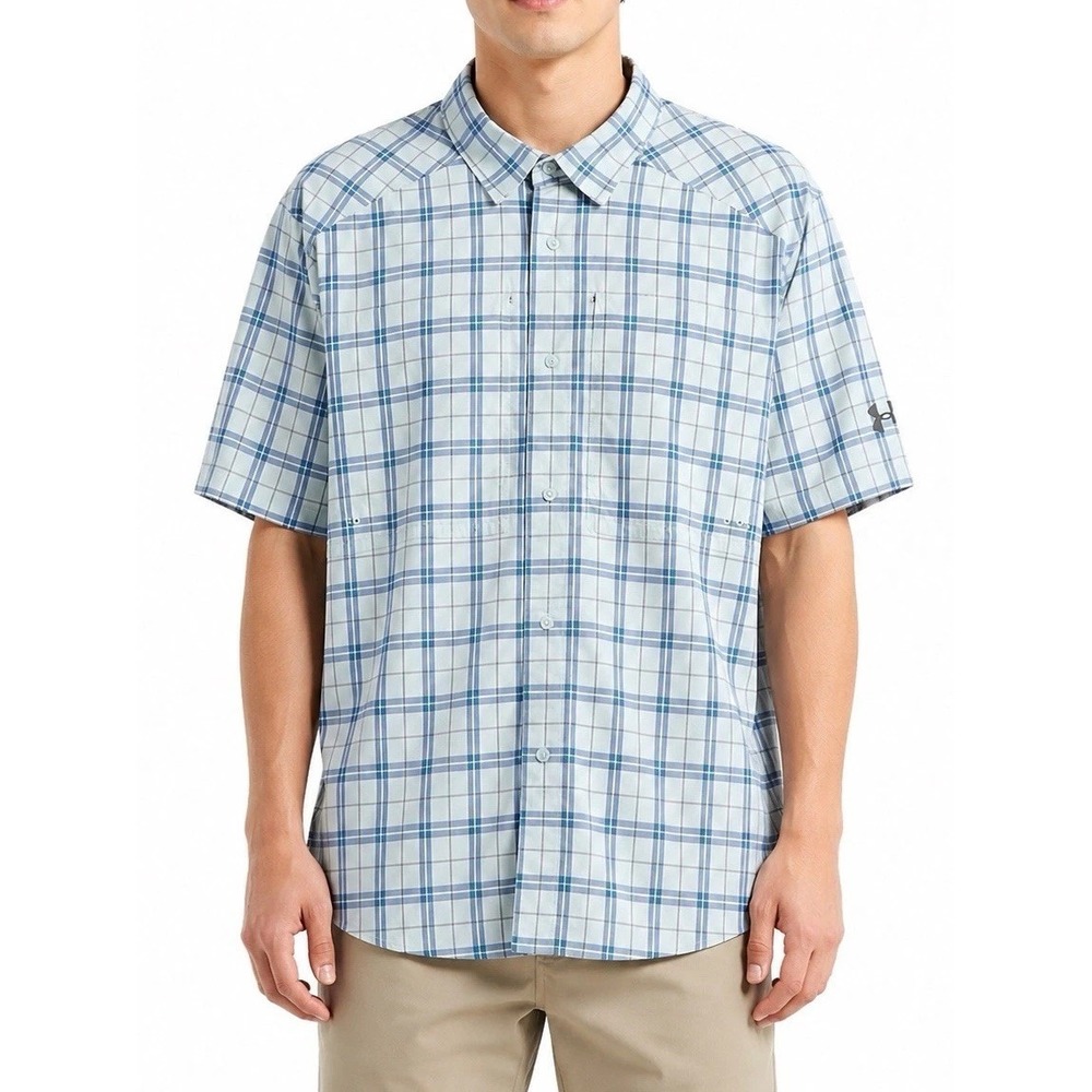 Under Armour Shirt Mens X-Large Fishing Plaid Short Sleeve Outdoor